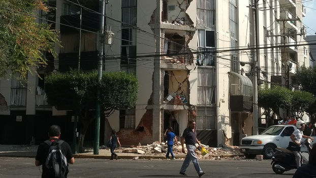 Ein vom Erdbeben zerstörtes Haus in Mexiko City. 